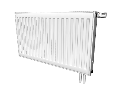 White Steel Central Heating Radiator With Modern Flat Panel Design For Home Heating Systems 3d model