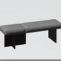 Modern Sofa Bench With Black Leather Beige Fabric Seats And Black Legs