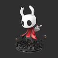 White Horned Game Character Figure With Red Cape And Black Base Fragments