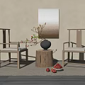 Casual table and chair combination 3d model