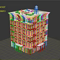 Classical White Multistory Urban Building Complex With Columns Tower And Windows 3d model