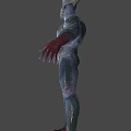 3D Mythical Demon Character With Muscular Build Horned Head And Dark Purple Skin