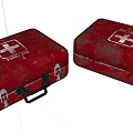 Red Medical First Aid Kits With White Cross Symbols And Carry Handles