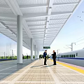 modern high-speed rail platform 3d model