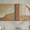Abstract Wall Art With Beige Brown Tones Wave Texture And Geometric Shapes 3d model