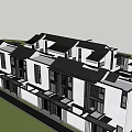 Modern Detached Villa Exterior With Black Roof White Wall And Large Windows