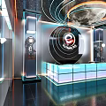 Futuristic Storefront Reception With Neon Lights And Sci Fi Decor 3d model