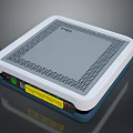 Modern Compact Network Device With White Perforated Top And Colored Indicators 3d model