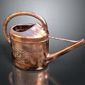 Vintage Copper Tea Pot with Engraved Patterns Curved Handle and Slender Spout 3d model