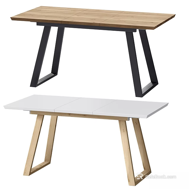 Modern Dining Tables With Black And Light Wood Legs Minimalist Design 3d model 
