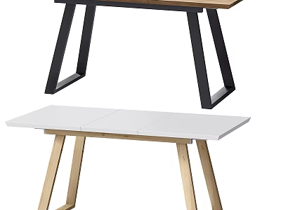 Modern Dining Tables With Black And Light Wood Legs Minimalist Design 3d model