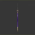 Purple Long Handle Weapon Design With Curved Blade And Golden Decorations