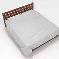 Modern Double Bed With Wooden Headboard White Bed Sheet And Simple Design