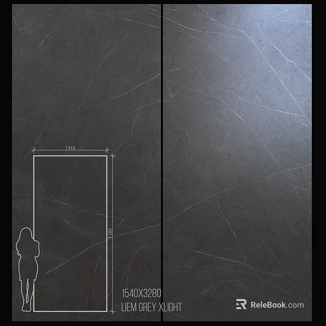 Dark Textured Stone Component With 1900mm Height And Natural Veins For Wall 3d model 