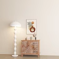 Stylish Console Table With White Floor Lamp Decorative Artwork And Leaf Pattern Cabinet 3d model