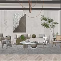 Modern Living Room Interior Design With Sofa Coffee Table And Decorative Painting