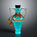 Medical Device With Blue Transparent Body Double Handles Dark Top And Label Tags