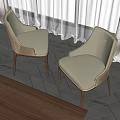Comfortable Beige Upholstered Accent Chairs With Wooden Legs In Cozy Indoor Space