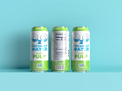 Refreshing Sport Water Pulp Drink Cans With Green White Packaging And Light Blue Background 3d model