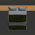 Double Bed With Wooden Vertical Slats Headboard Green Upholstered Panel And Matching Nightstands