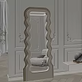 Scalloped Frame Mirror In Paneled Wall Room With Sofa And Decor