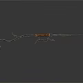 Traditional Curved Metal Polearm Weapon With Wooden Handle And Sharp Spearhead