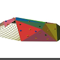Colorful Climbing Playground Equipment With Multicolored Panels Grips And Grid Frame Support