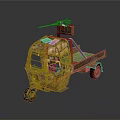 Rusty Military Vehicle With Vintage Design Flatbed Trailer And Roof Mounted Equipment