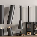 Stylish Modern Black Fireplaces With Various Designs And Wood Logs