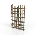 Wooden Lattice Fence With Crisscross Sticks Natural Rustic Garden Decoration