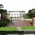 Roof Garden Design With Lush Greenery Outdoor Seating Wooden Pavilion And Flower Beds