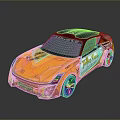 Yellow Worn Sports Car With Black Roof And SUPPERCE NITROMAX Decals