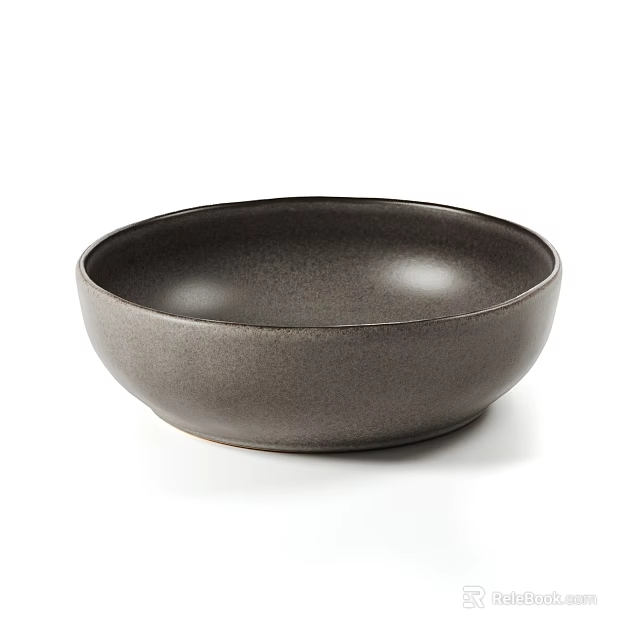 Modern Ceramic Dinnerware Set with Matte Dark Gray Bowl for Kitchen Dining 3d model 