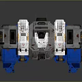 Game Movie Robot Character with Blue White Gray Mechanical Armor Limb Structure and Futuristic Design