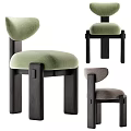 Modern Single Chair Interior Design With Green Gray Upholstery And Black Wooden Legs