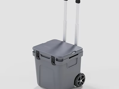 Gray Storage Box With Telescopic Handle And Wheels For Home Use 3d model
