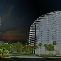 Aerial Planning of Coastal City Night View With Illuminated Buildings And Seaside Roads
