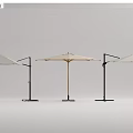 Various Styles Of Outdoor Umbrellas With Different Stand Designs And Canopy Colors
