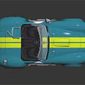Vintage Blue Convertible Race Car With Yellow Stripes And Number 21
