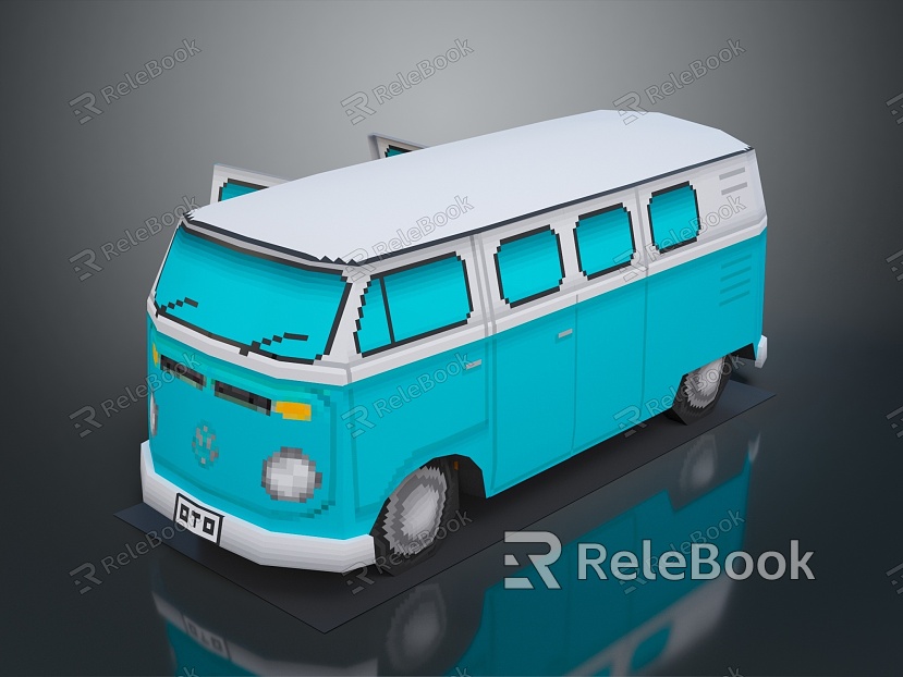 minibus minibus minivan driverless bus bus school bus van box car model