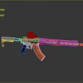 Tactical Rifle With Silver Body Orange Stock Scope Hollow Design On Dark Surface With Reflection