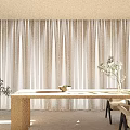 Modern Simple Curtains With Flowing Fabric In Light Colored Interior And Small Green Plant