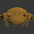 Yellow Vintage Robot With Large Round Eyes Metallic Body And Mechanical Limbs On Reflective Surface