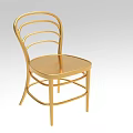 Elegant Golden Metal Single Chair With Curved Backrest And Smooth Seat