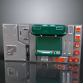 Green Gate With Silver Side Structures Orange Buttons And Red Logo Elements