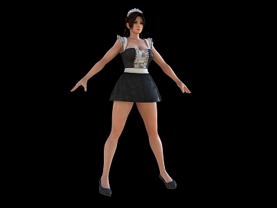 Maid Dress Beauty Girl Young Sexy Girl Dress Women's Dress Maid Dress High Heels Dress Can Do Action 3d model