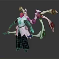 Futuristic Sci Fi Character With Biomechanical Tentacles And Glowing Red Rings