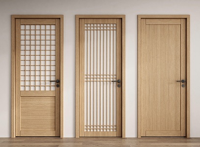 Japanese-style swing door single door 3d model