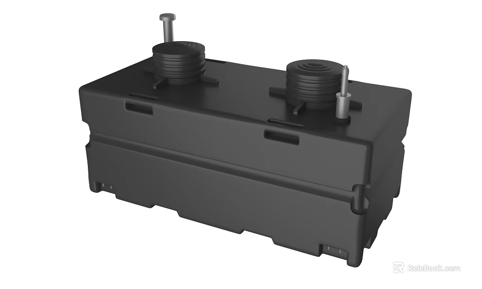 Black Industrial Equipment With Dual Circular Components And Bolted Top Structure 3d model