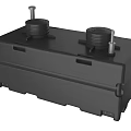 Black Industrial Equipment With Dual Circular Components And Bolted Top Structure 3d model